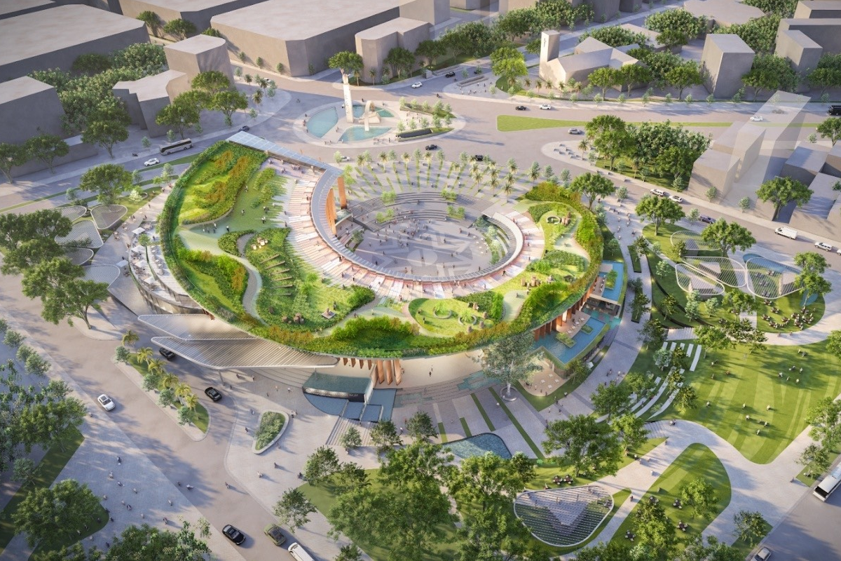 Trung tâm Văn hóa - Nghệ thuật hứa hẹn trở thành một biểu tượng mới của vùng đất Tây Nguyên. Ảnh: Sở Xây dựng Đắk Lắk