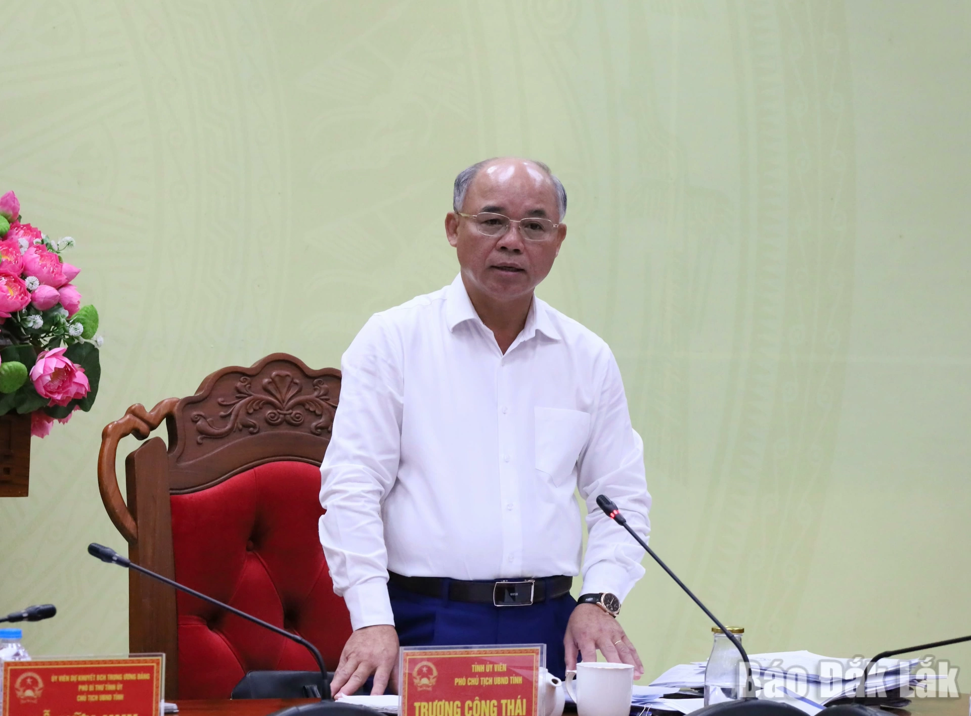 Phó Chủ tịch UBND tỉnh Trương Công Thái phát biểu ý kiến.